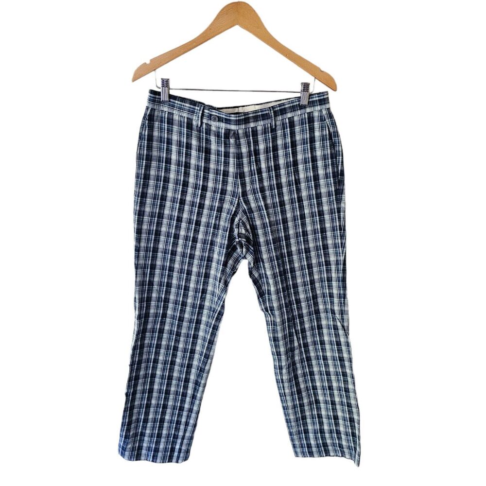 Lauren Ralph Lauren Navy and White Plaid Chinos